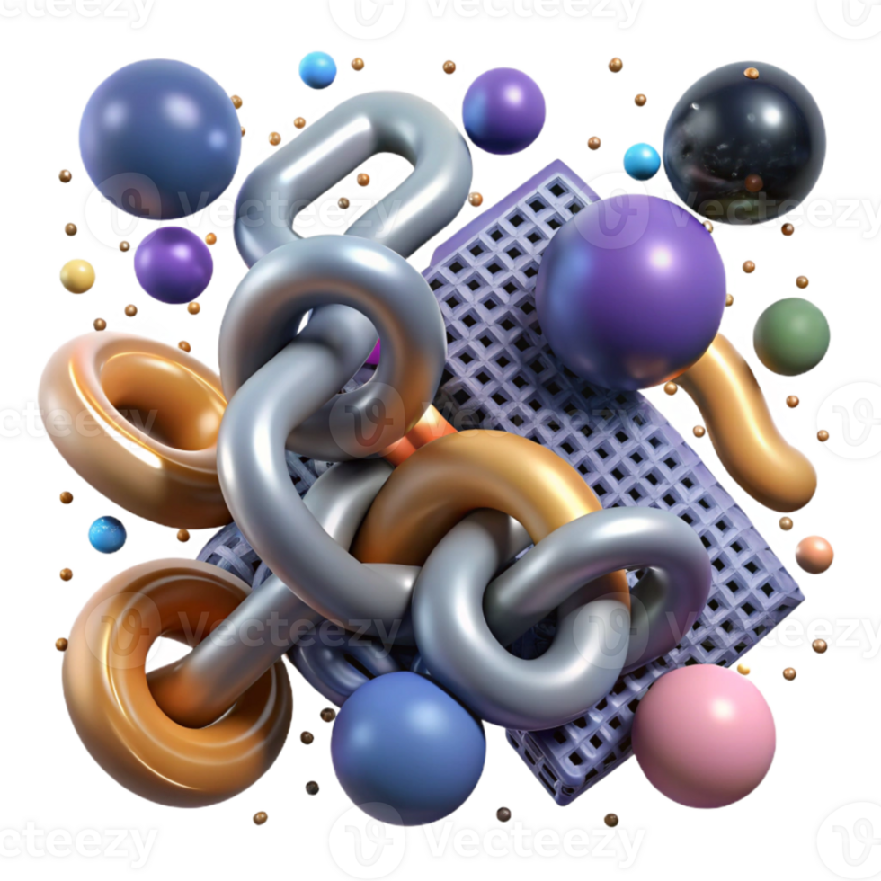elegant minimalist Molecular Chain Abstract Pattern Isolated Element premium png