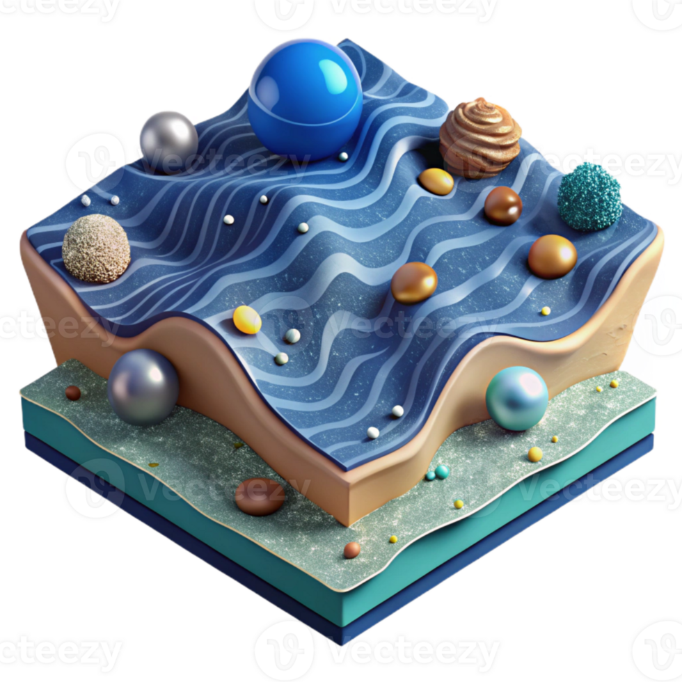 extraordinary abstract Ocean Floor Topography Map 3d View Cutout on Transparent Background high quality png