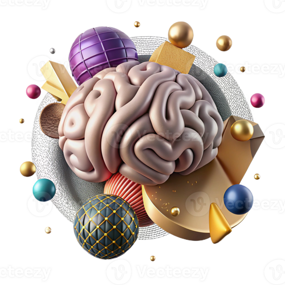 serene minimalist Brain Hemisphere Illustration Transparent Background premium png