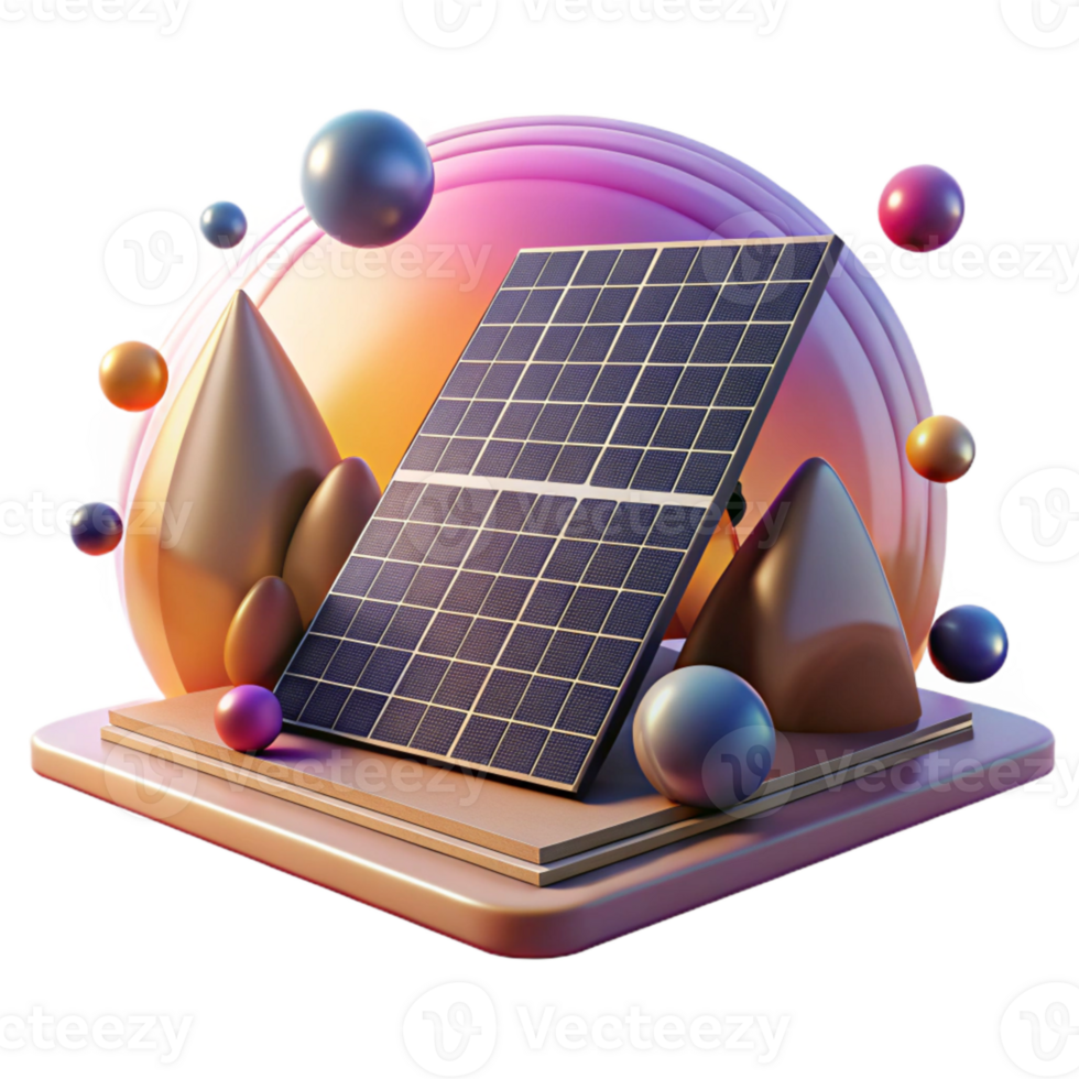elegant abstract Solar Panel Array at Sunset Transparent Background detailed png