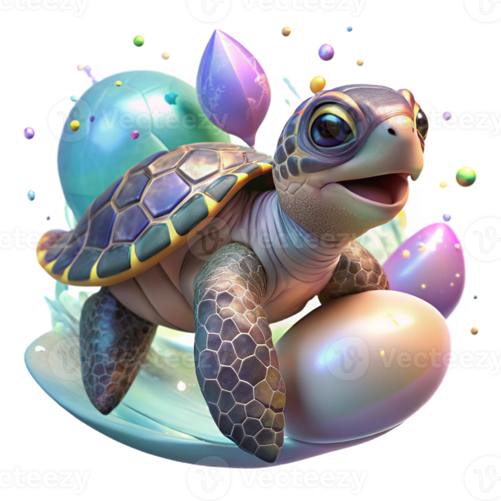 stunning abstract Sea Turtle Hatchling Emerging Isolated on Transparent Background genuine png