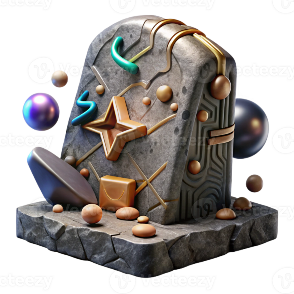 extraordinary minimalist Stone Inscription with Eroded Glyphs Cutout Weathered Appearance original png