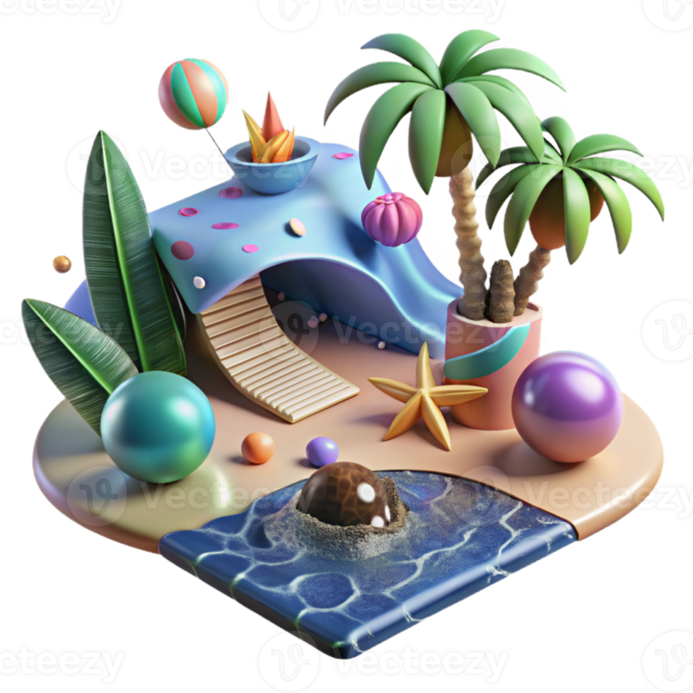 extraordinary vintage Tropical Beach Scene Isolated on Transparent Background authentic png