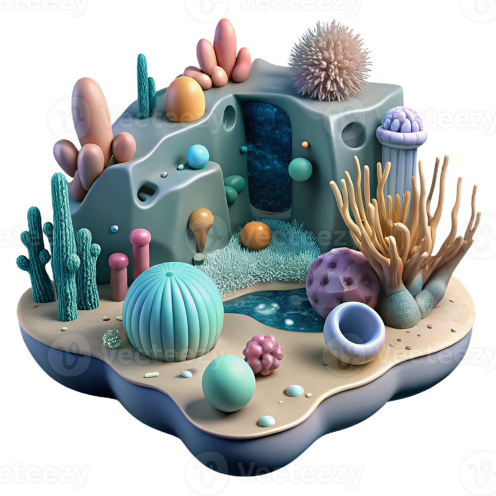 vibrant abstract Microbial Ecosystem Underwater Scene Isolated Background high resolution png