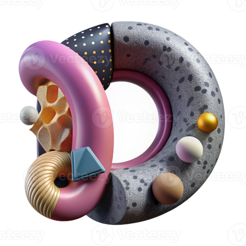 extraordinary contemporary D Brain Render with Transparent Background png