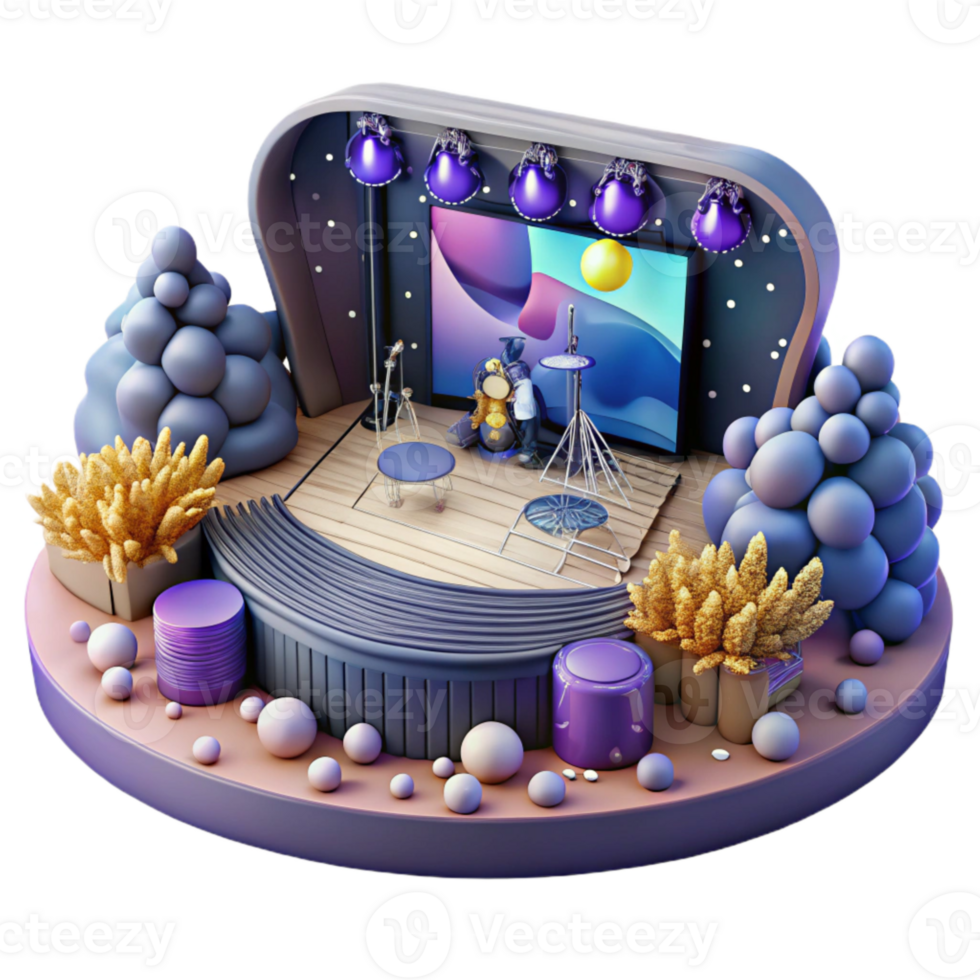 stunning minimalist Virtual Concert Experience Audience View Transparent Background detailed png