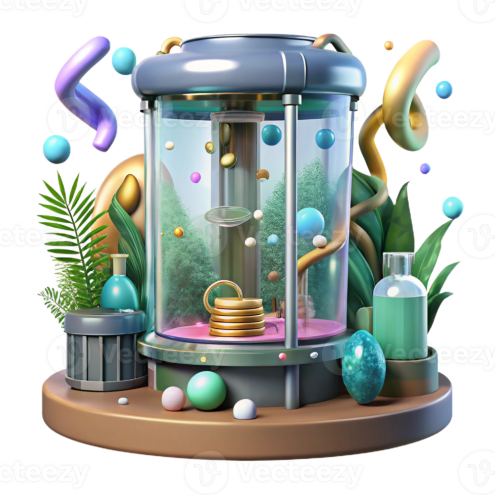 serene creative Algae Bioreactor Interior View Transparent Background genuine png