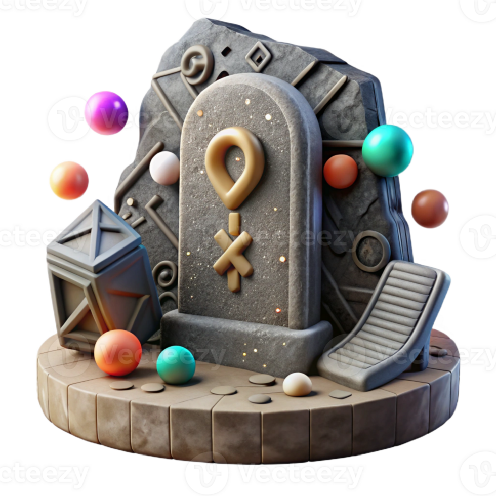 vibrant artistic Stone Inscription with Eroded Glyphs Cutout Weathered Appearance high quality png