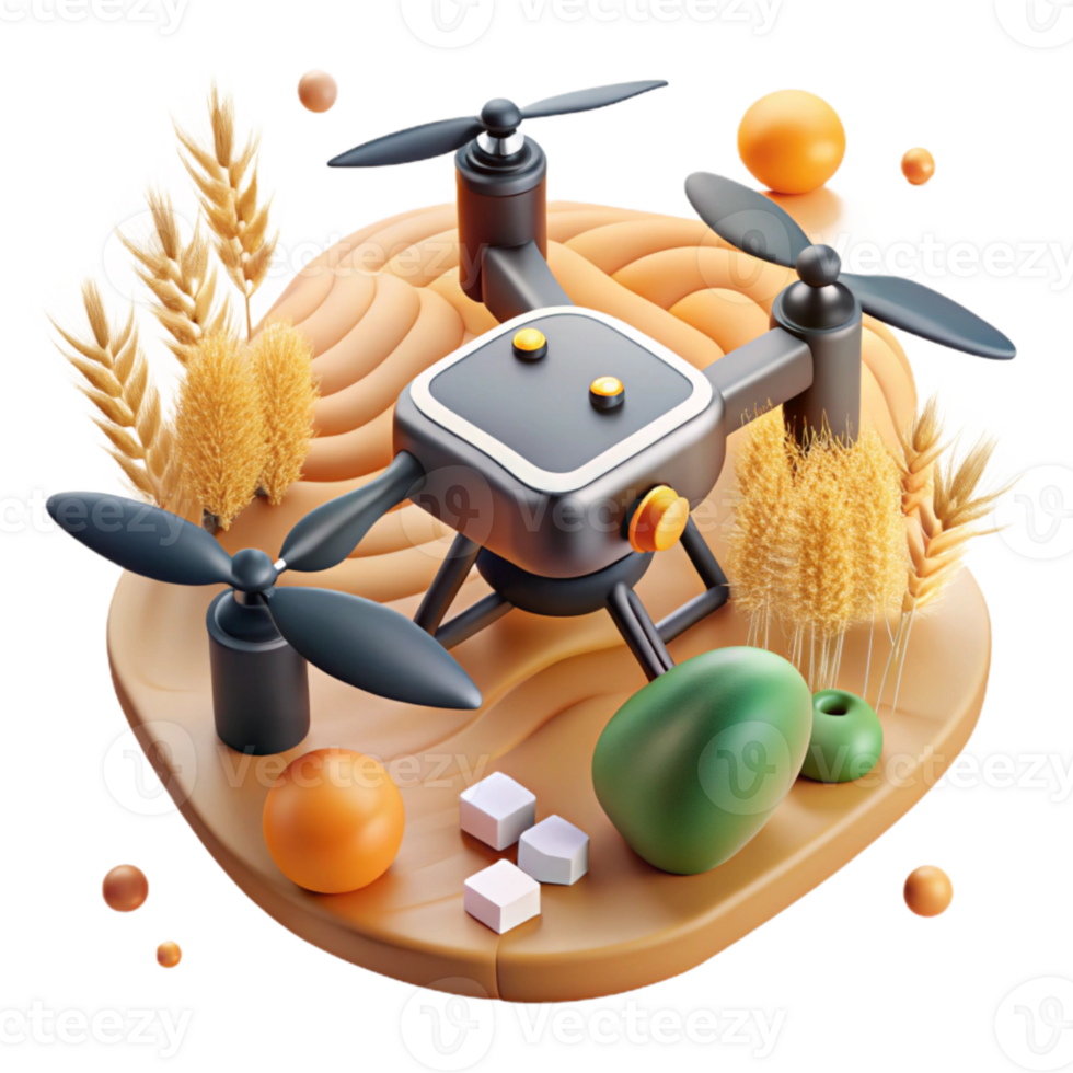 beautiful artistic Drone Monitoring Crops Top View Transparent Background authentic png
