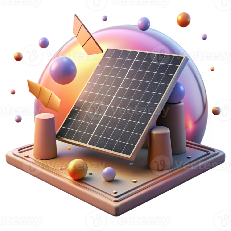 stunning abstract Solar Panel Array at Sunset Transparent Background professional png