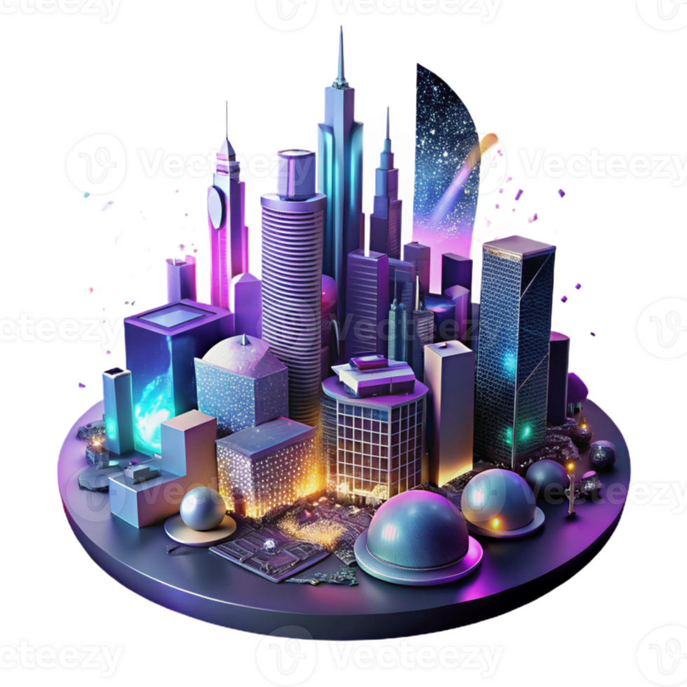 extraordinary abstract Futuristic Cityscape at Night Isolated with Lighting Effects high resolution png