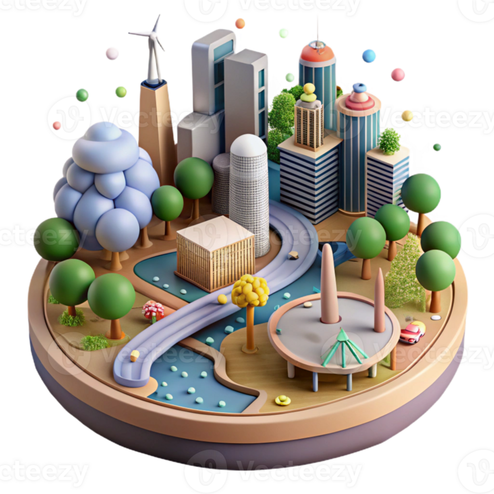 dramatic contemporary Sustainable City with Parks and Trees Cutout genuine png