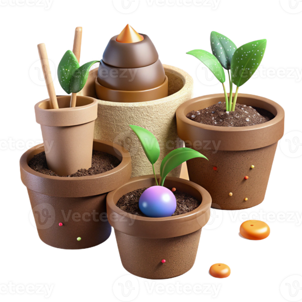 magnificent traditional Biodegradable Seedling Pots Brown Color Transparent Background detailed png