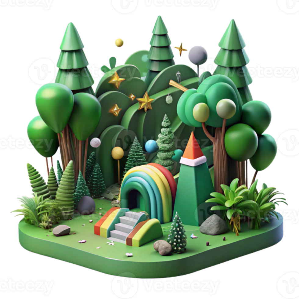 stunning modern Lush Green Forest Landscape Isolated Element high resolution png