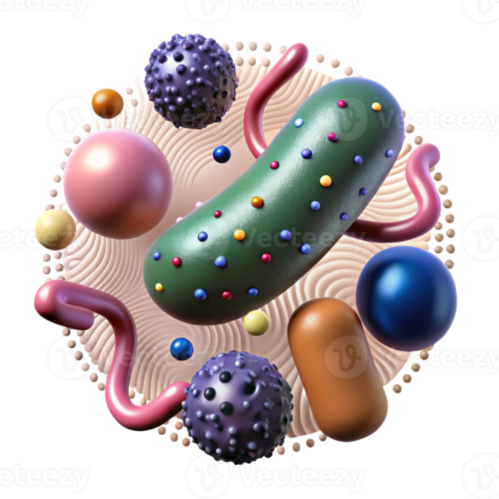 vibrant minimalist E Coli Bacteria Microscopic View Transparent Background authentic png