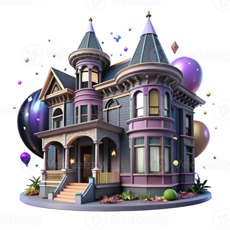 extraordinary artistic Victorian Style House Facade Transparent Background high resolution png