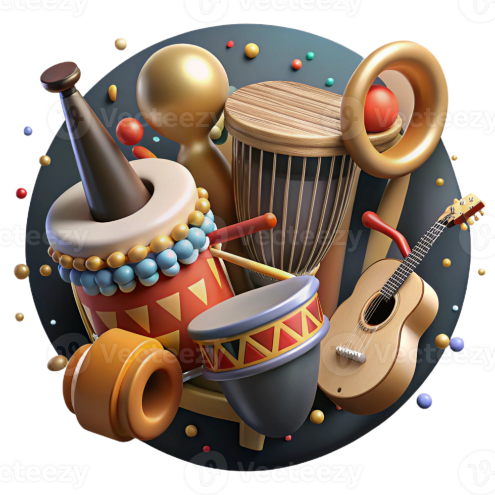 beautiful modern Traditional Musical Instruments From Africa Isolated premium png