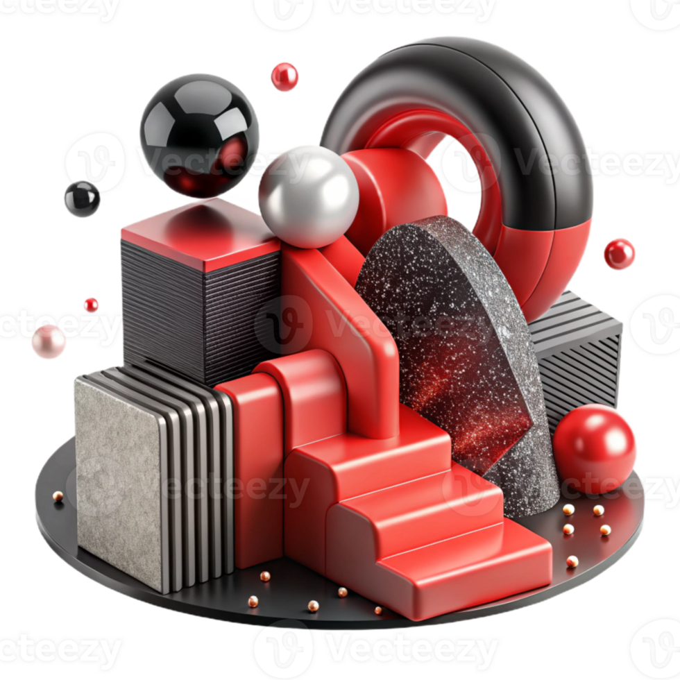 wonderful creative Abstract Representation of Overcoming Obstacles Red and Black Transparent Background high resolution png