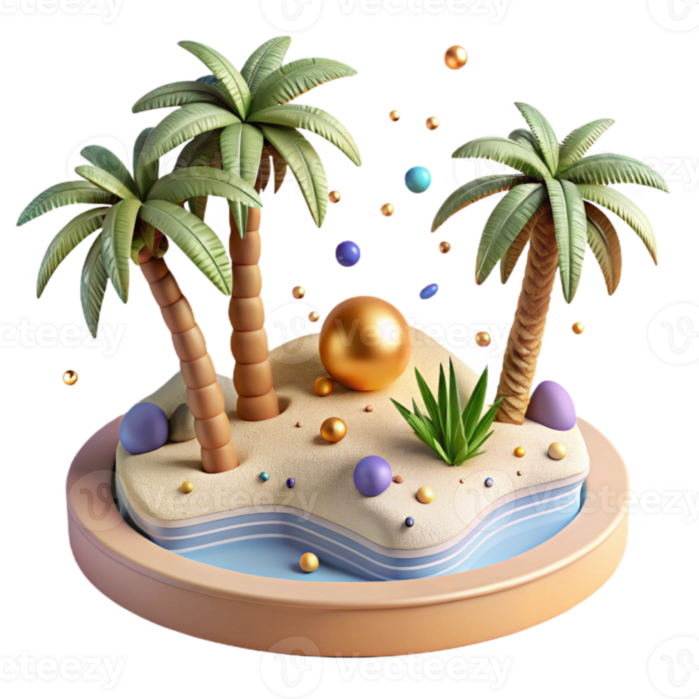 wonderful modern Desert Oasis with Palm Trees Isolated Element original png
