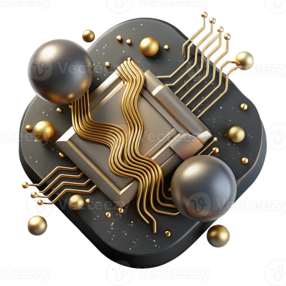 extraordinary minimalist Abstract Circuitry Design with Gold Lines Cutout high resolution png
