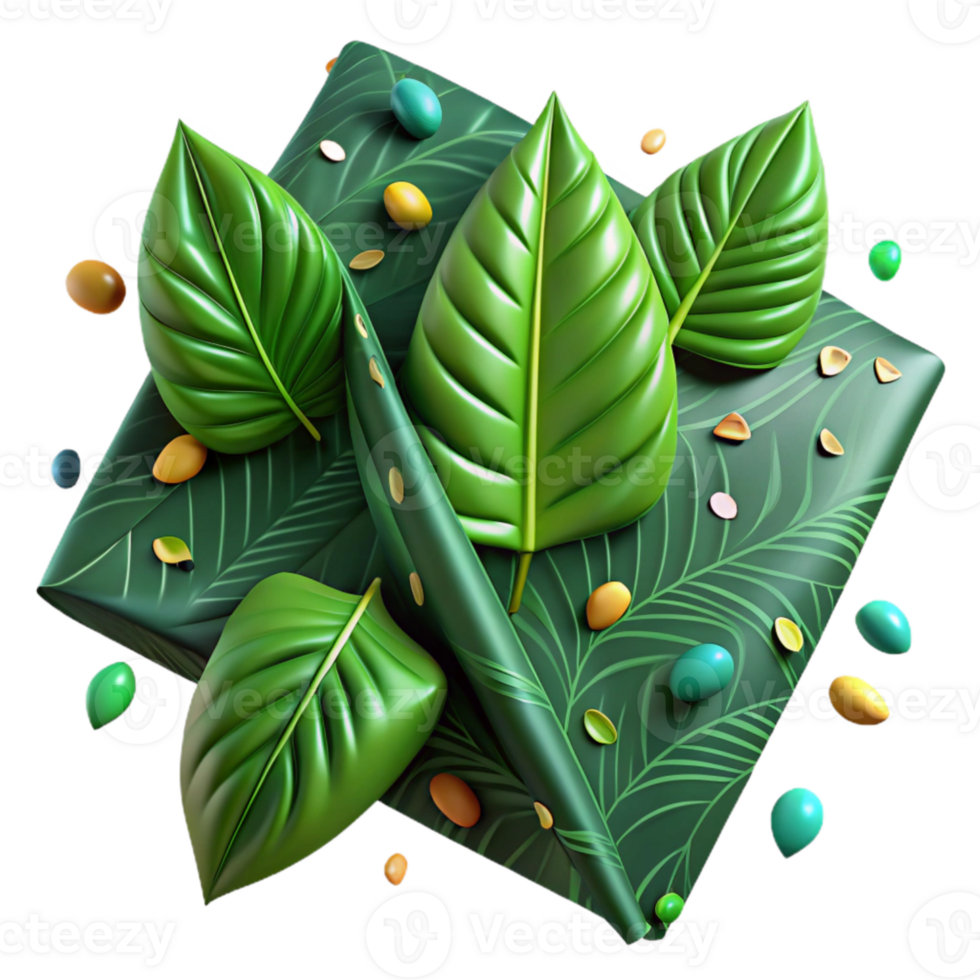serene modern Green Leaves Pattern Transparent Background png