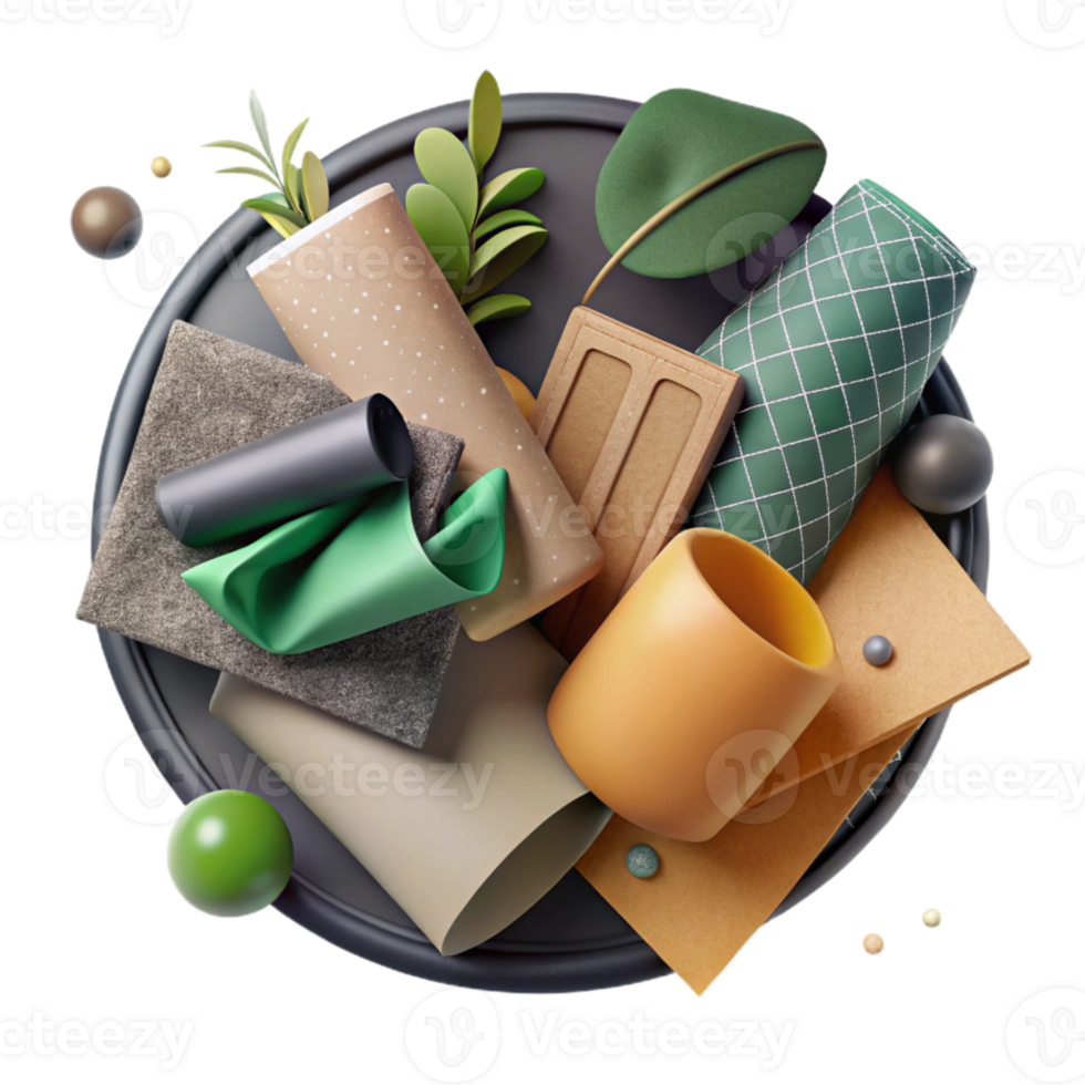 vibrant modern Eco Friendly Packaging Materials Flat Lay Transparent high quality png