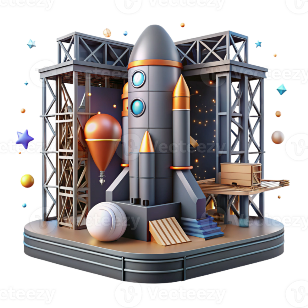 beautiful creative Rocket Launch Pad Gantry Structure Detailed View Isolated Element authentic png