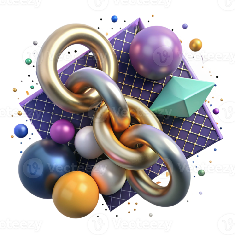 stunning rustic Molecular Chain 3d Render Isolated Element original png