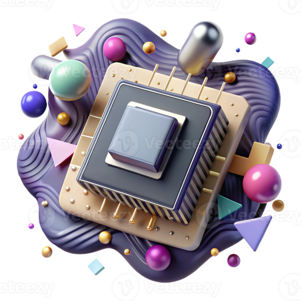 beautiful abstract Quantum Computer Circuit Board Isolated Element exclusive png
