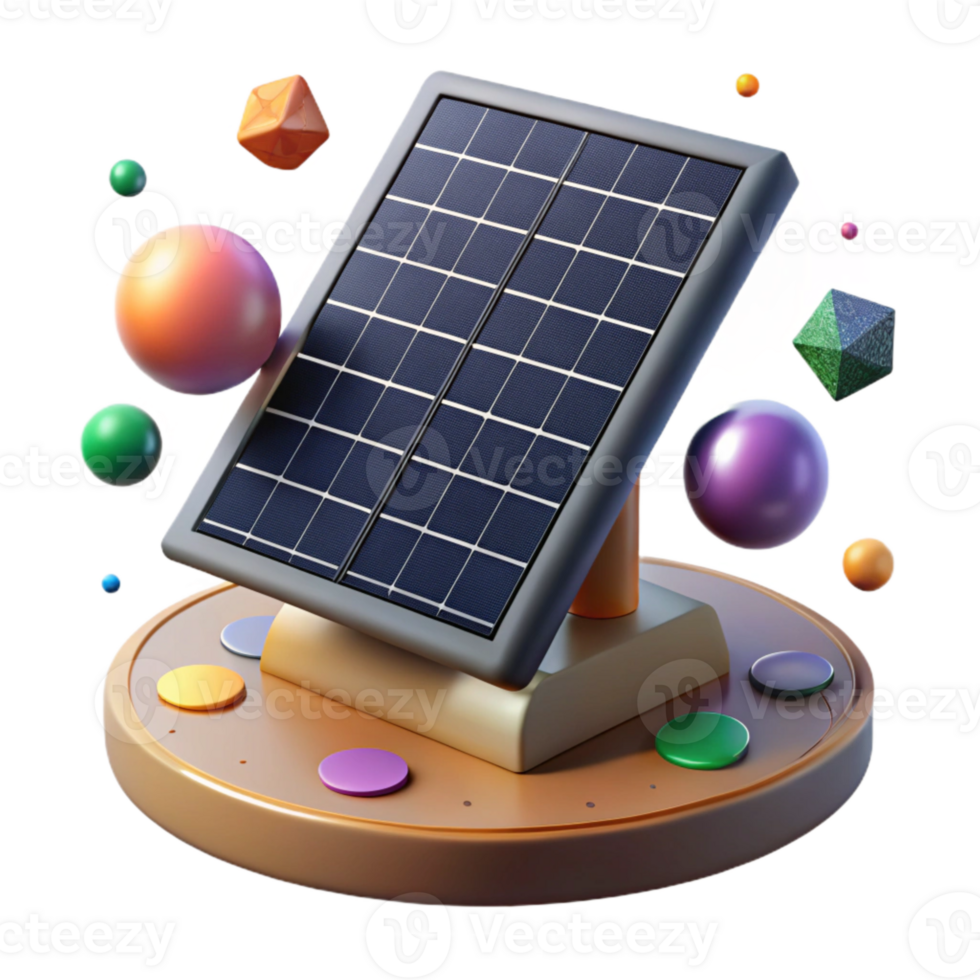 vibrant abstract Solar Panel Array in Field Angled View Cutout original png