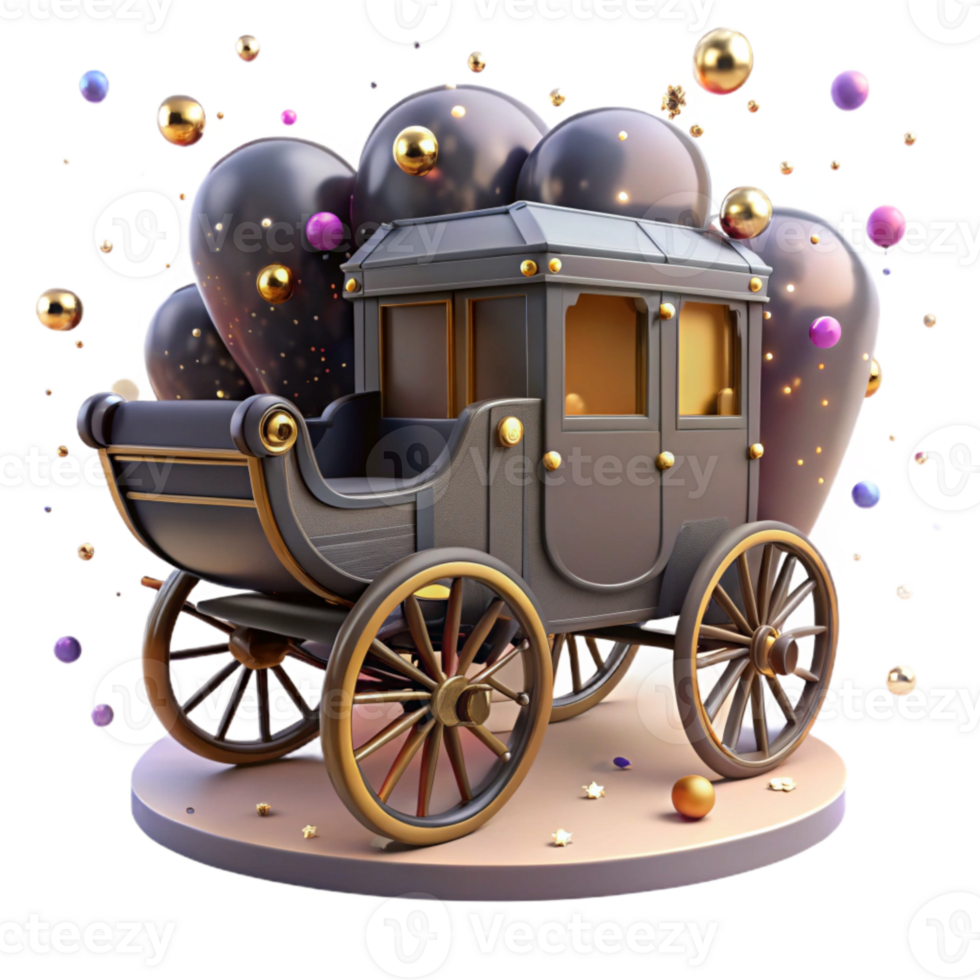 dramatic minimalist Antique Horse Carriage Side View Isolated professional png