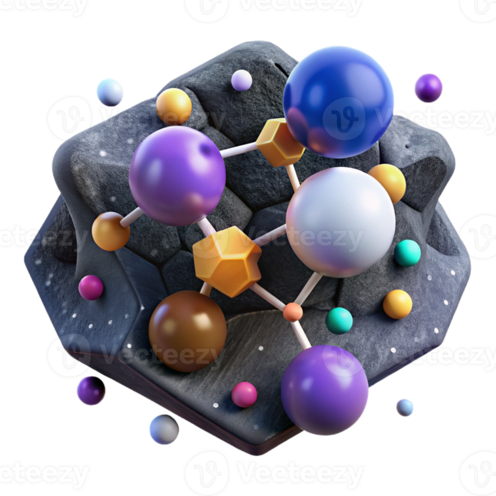 dramatic abstract Molecular Structure with Bonds Highlighted Isolated genuine png