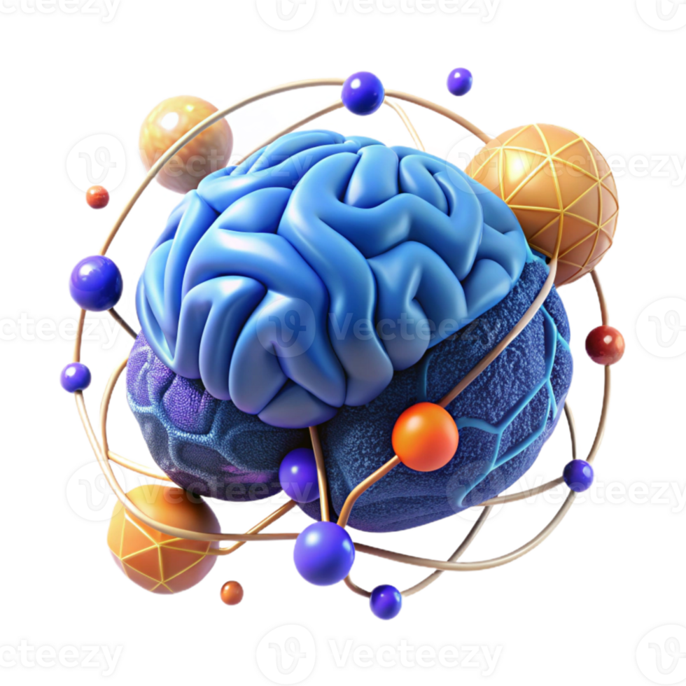 impressive vintage Brain with Interconnected Networks Blue Transparent Background high resolution png