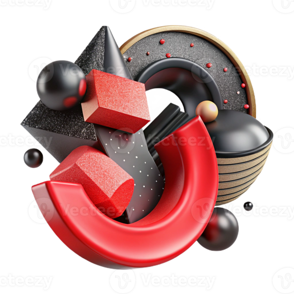 beautiful classic Abstract Shape Representing Strength Red and Black Cutout authentic png