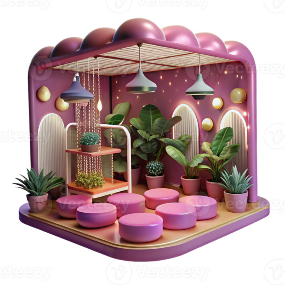stunning rustic Vertical Farm Interior with Pink Light Cutout detailed png
