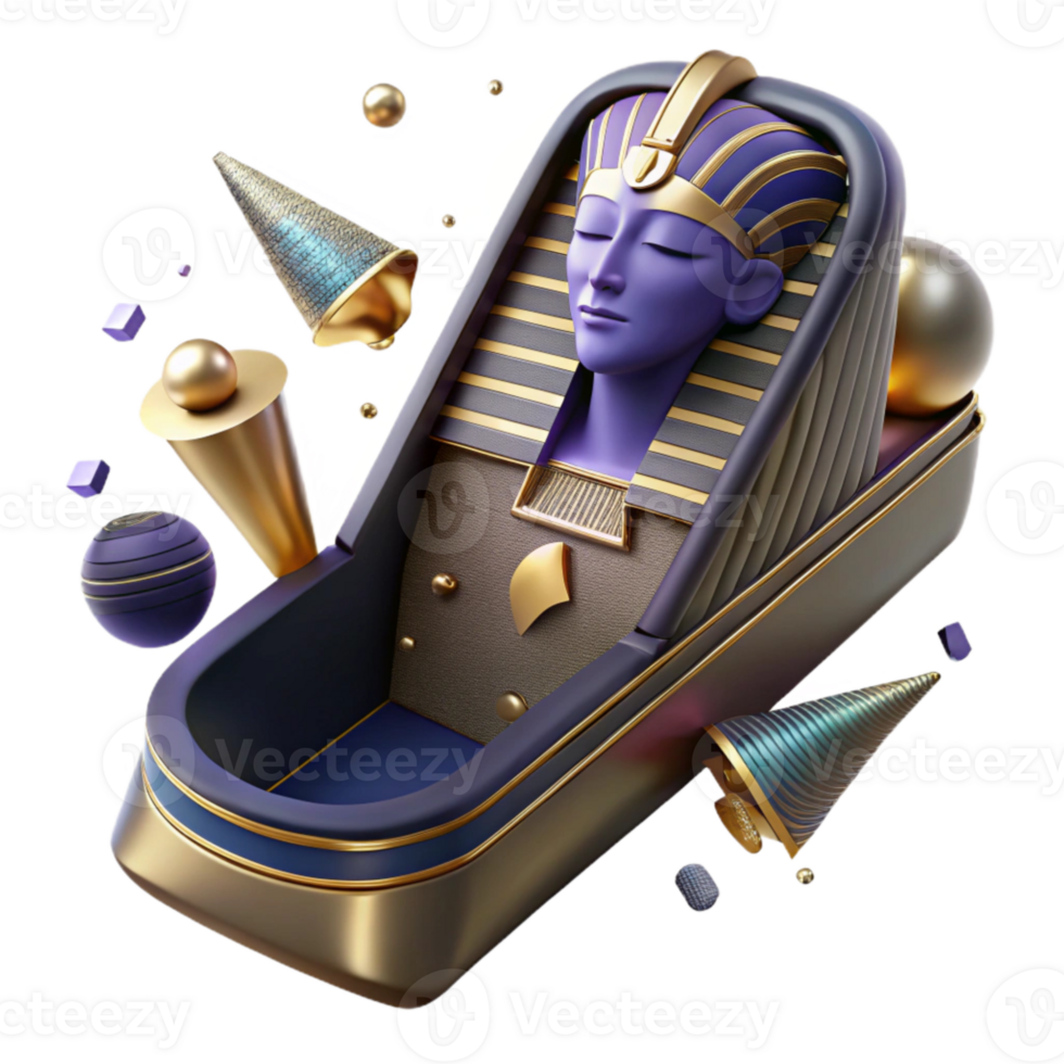 elegant contemporary Pharaoh Sarcophagus Side View Transparent Background genuine png