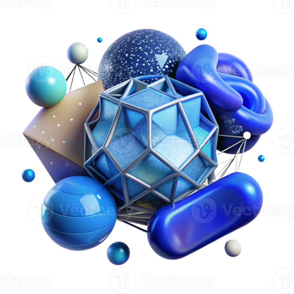 deslumbrante clássico abstrato ai neural rede com azul brilho transparente fundo Alto resolução png