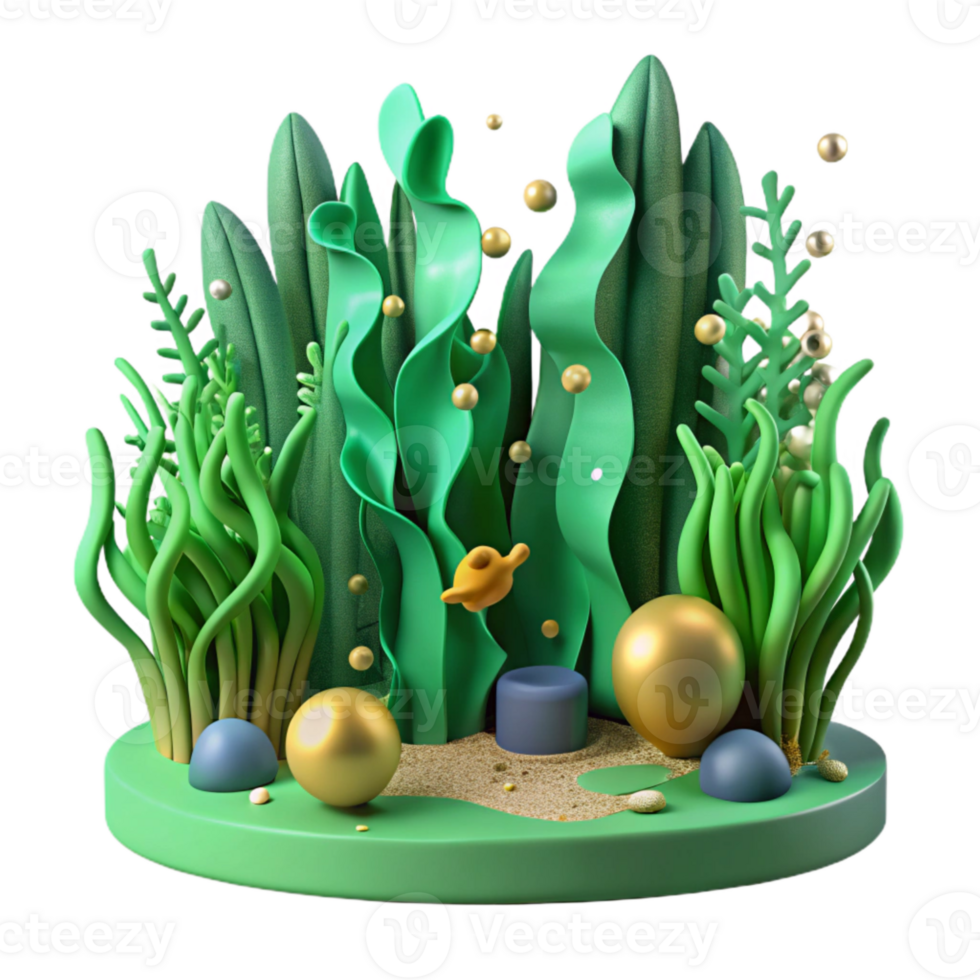 elegant classic Kelp Forest Green Hues Cutout with Depth of Field authentic png