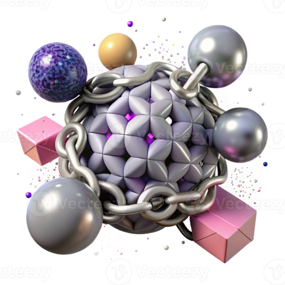 beautiful artistic Nanoparticle Chain Connected Spheres Transparent exclusive png