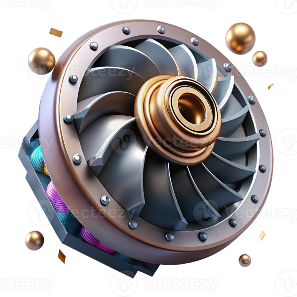 magnificent rustic Hydropower Generator Rotor Close Up with Metallic Texture original png