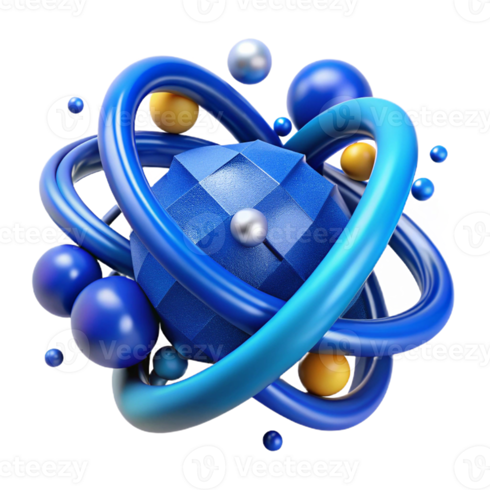 stunning artistic Blue Quantum Entanglement Illustration Isolated high resolution png