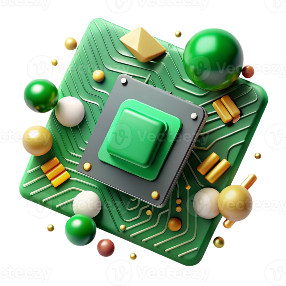 beautiful artistic Circuit Board Pattern with Green Highlights Cutout genuine png