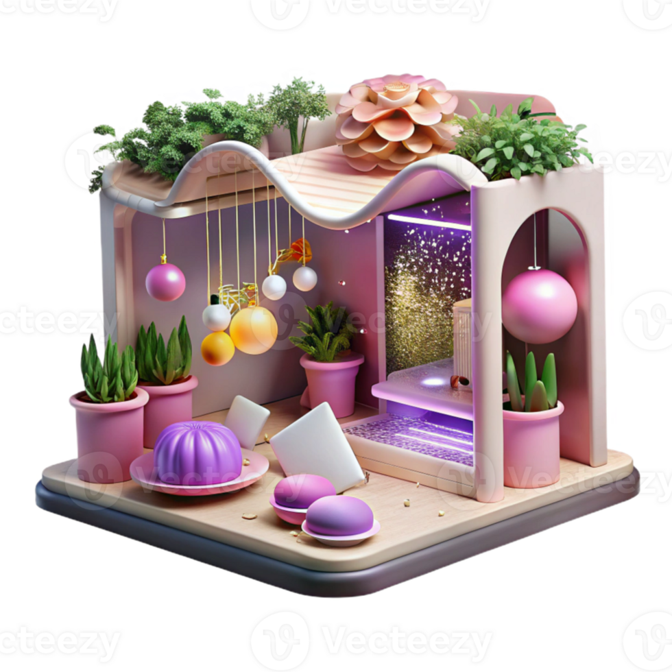 vibrant rustic Vertical Farm Interior with Pink Light Cutout high resolution png
