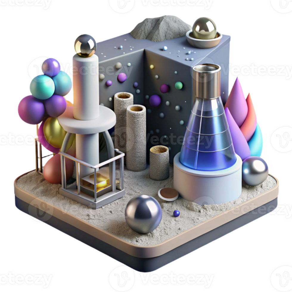 beautiful creative Geothermal Energy Research Laboratory Scene Transparent Background high quality png