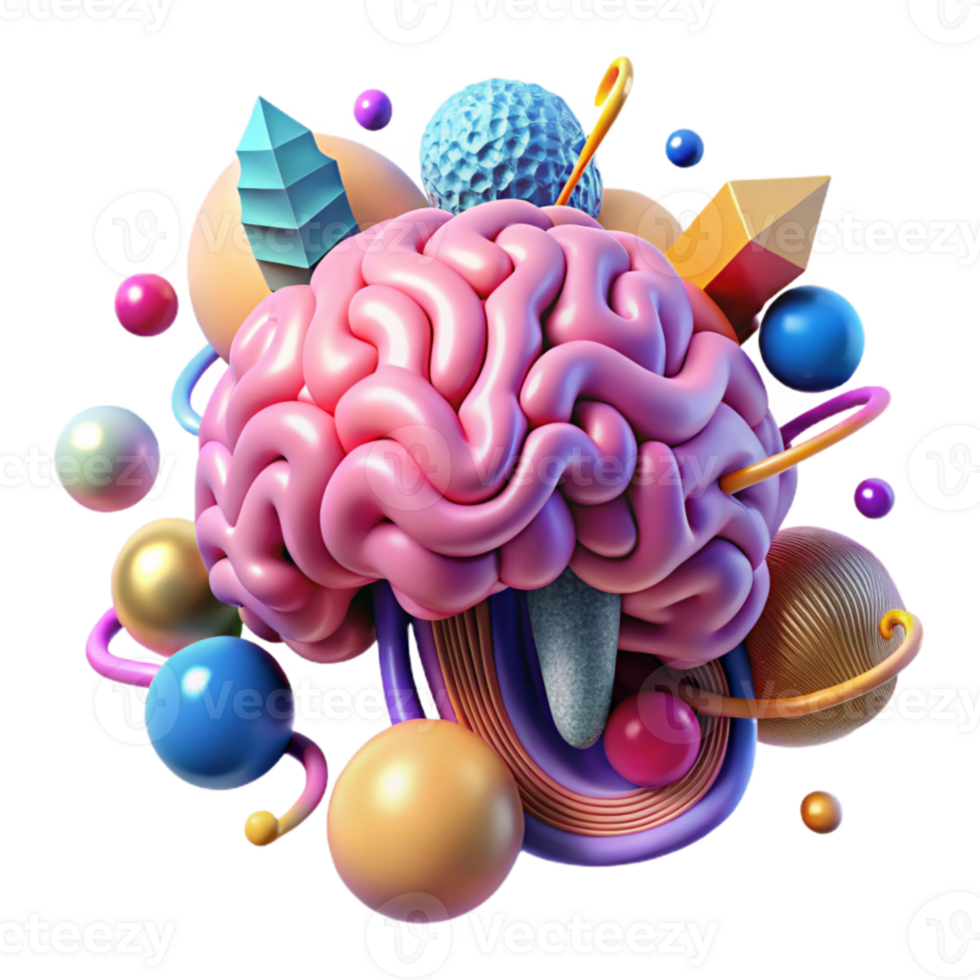 vibrant rustic Abstract Brain Network Colorful Isolated Element professional png