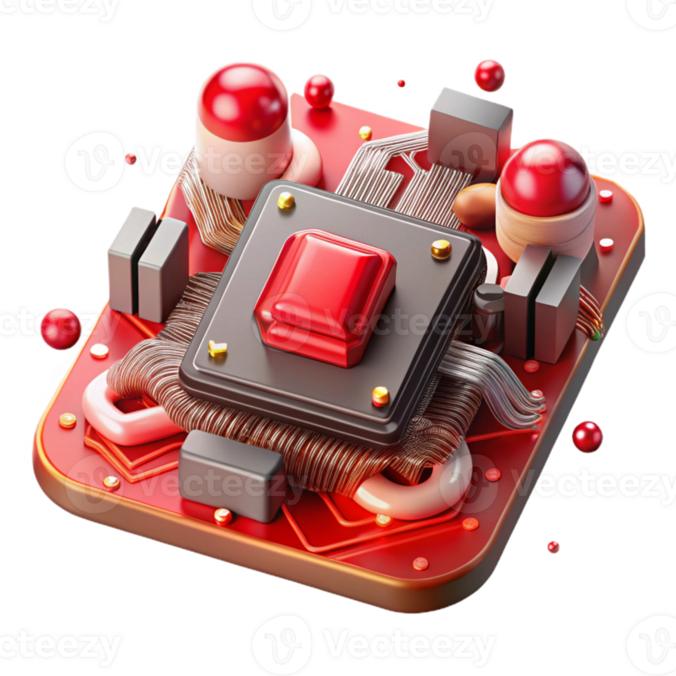 serene abstract Circuit Board with Red Leds Transparent Background png