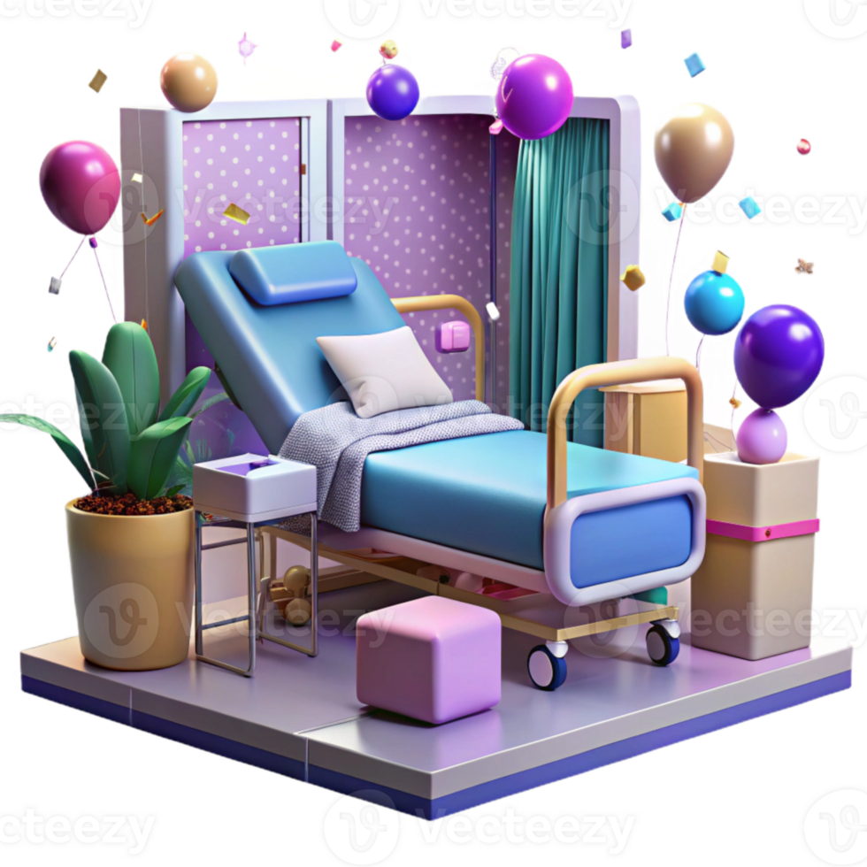 wonderful creative Hospital Room Interior Empty Bed Isolated professional png