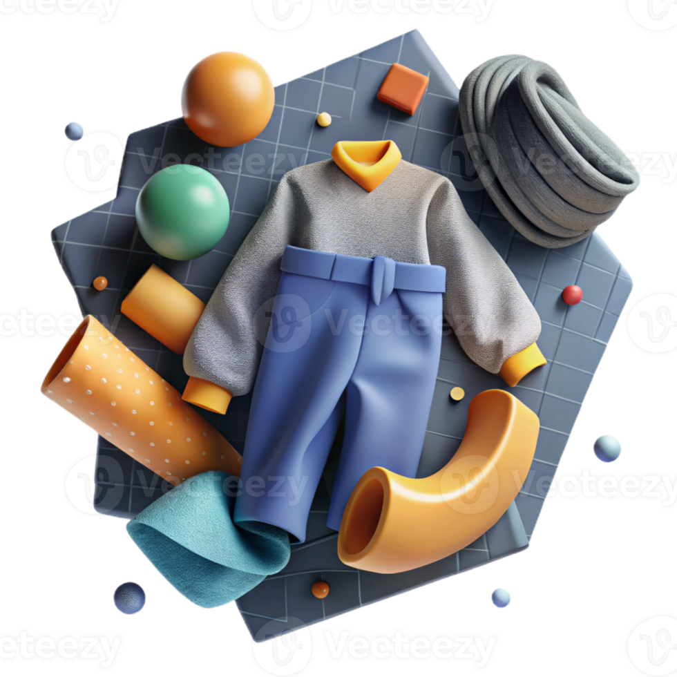 serene artistic Upcycled Clothing Flat Lay Isolated Element original png