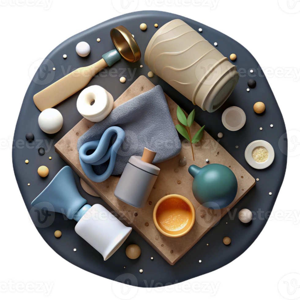beautiful traditional Zero Waste Bathroom Essentials Flat Lay Isolated high resolution png