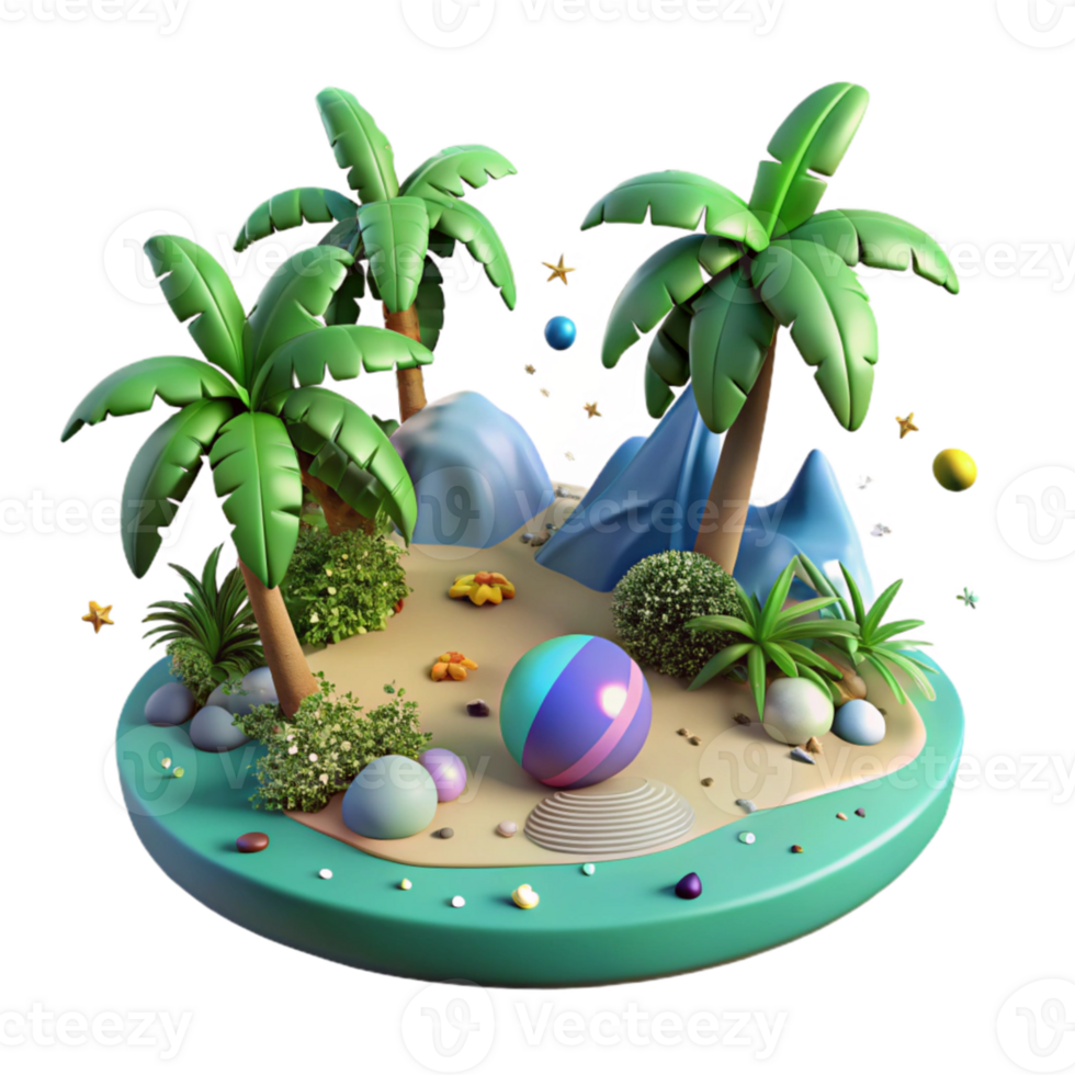 wonderful classic Tropical Island Lush Vegetation Cutout with Aerial View authentic png